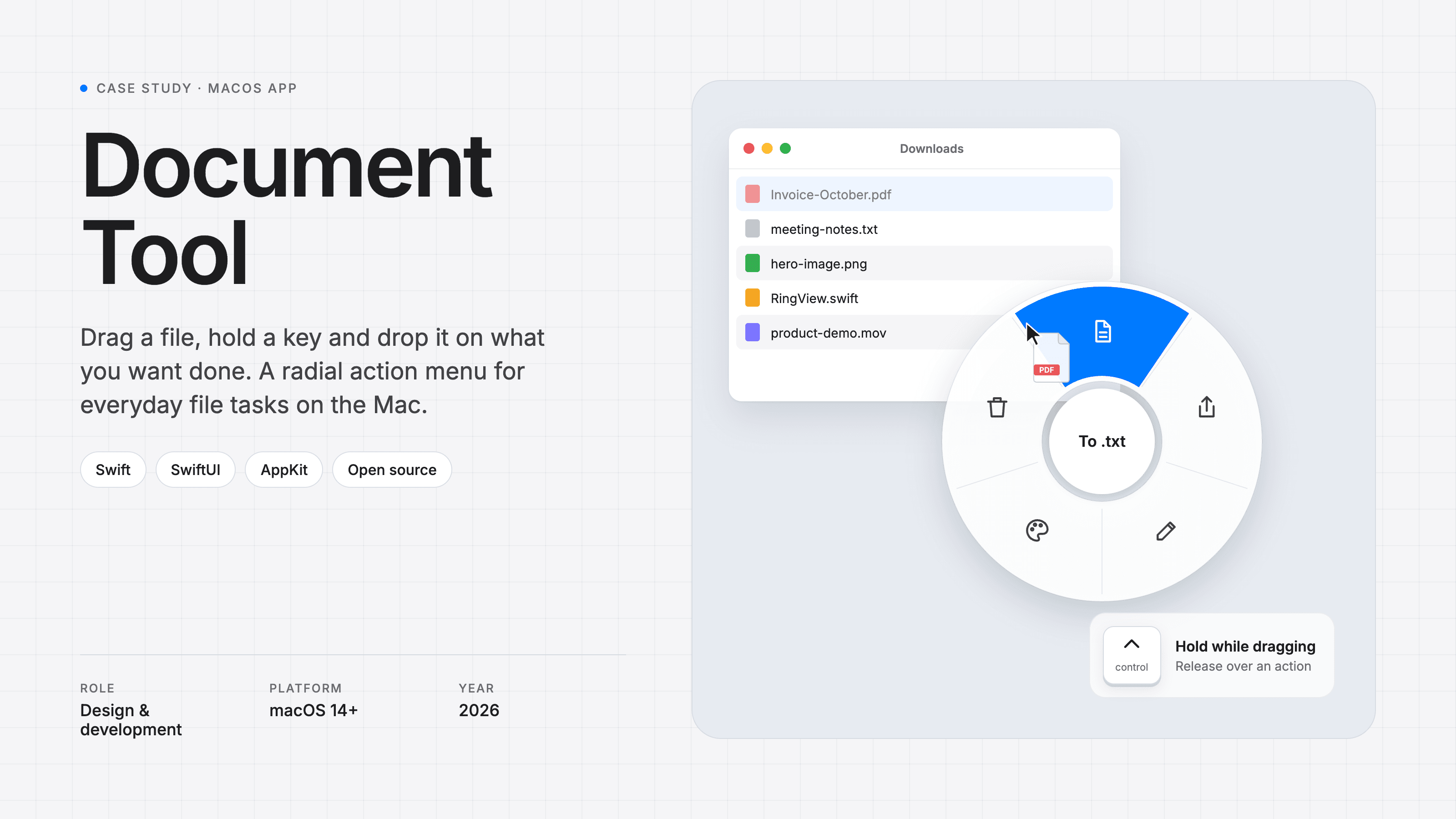 Document Tool: a drag-and-drop action ring for macOS